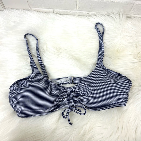 Kona Sol Navy White Gingham Bikini Top Size XL - Picture 1 of 7